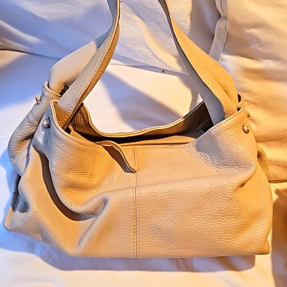 Ivory handbag 12x8x6.5 with three straps. - Picture 1 of 12